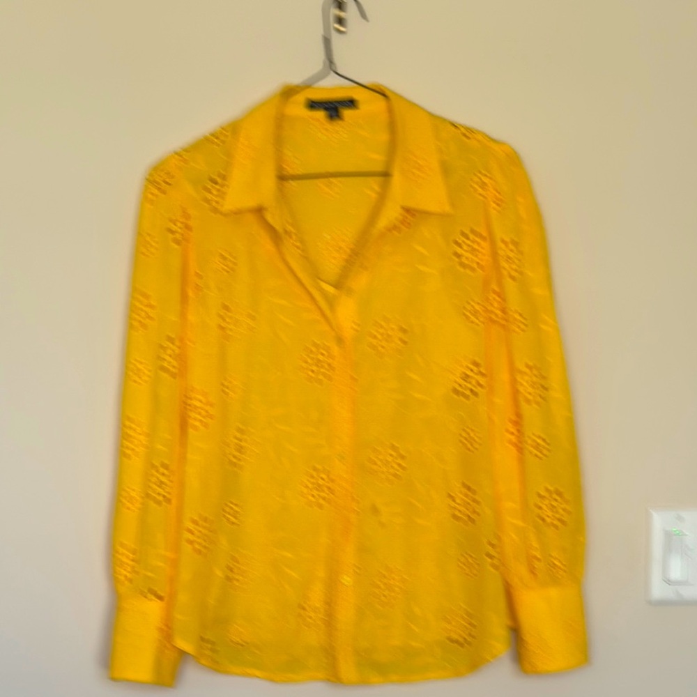Vibrant Yellow Sheer Floral Blouse